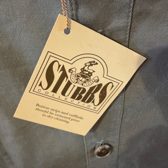 Men's Stubbs Western Wear Green Glow Banded Collar Long Sleeve Shirt SZ S - Picture 4 of 9